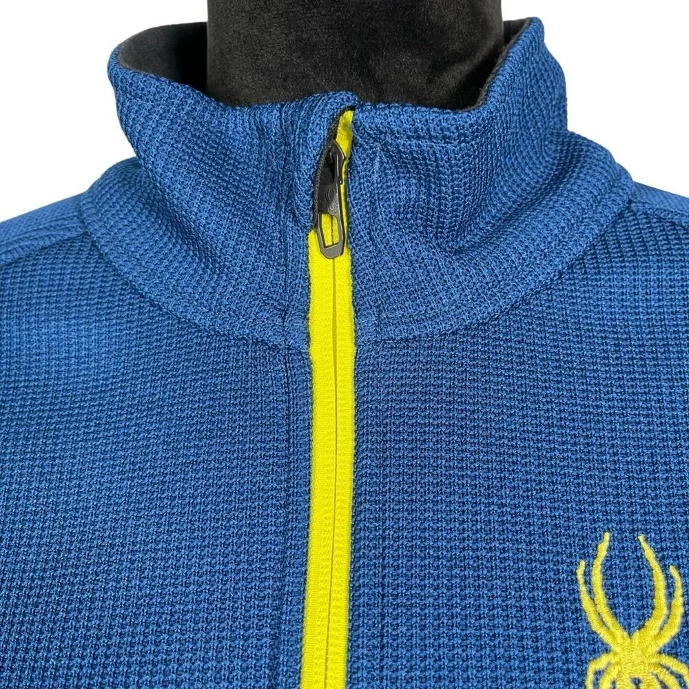 Spyder Blue Sweatshirt Waffle Knit Fleece Endure Half Zip Core Jacket Large